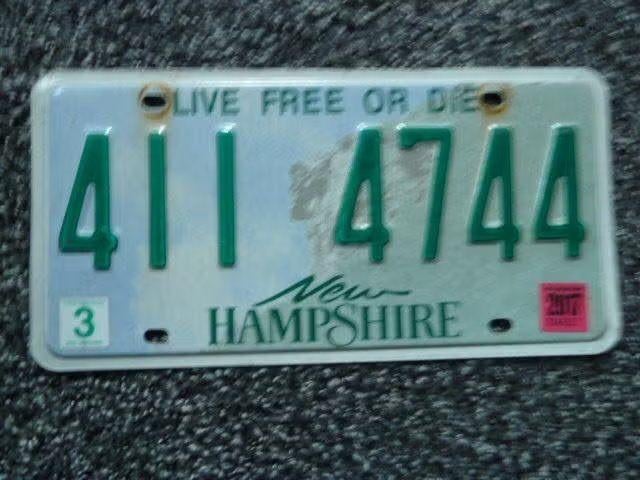 Kentekenplaat licenseplate New Hampshire Live Free 1 USA, Verzenden, Gebruikt, Auto's