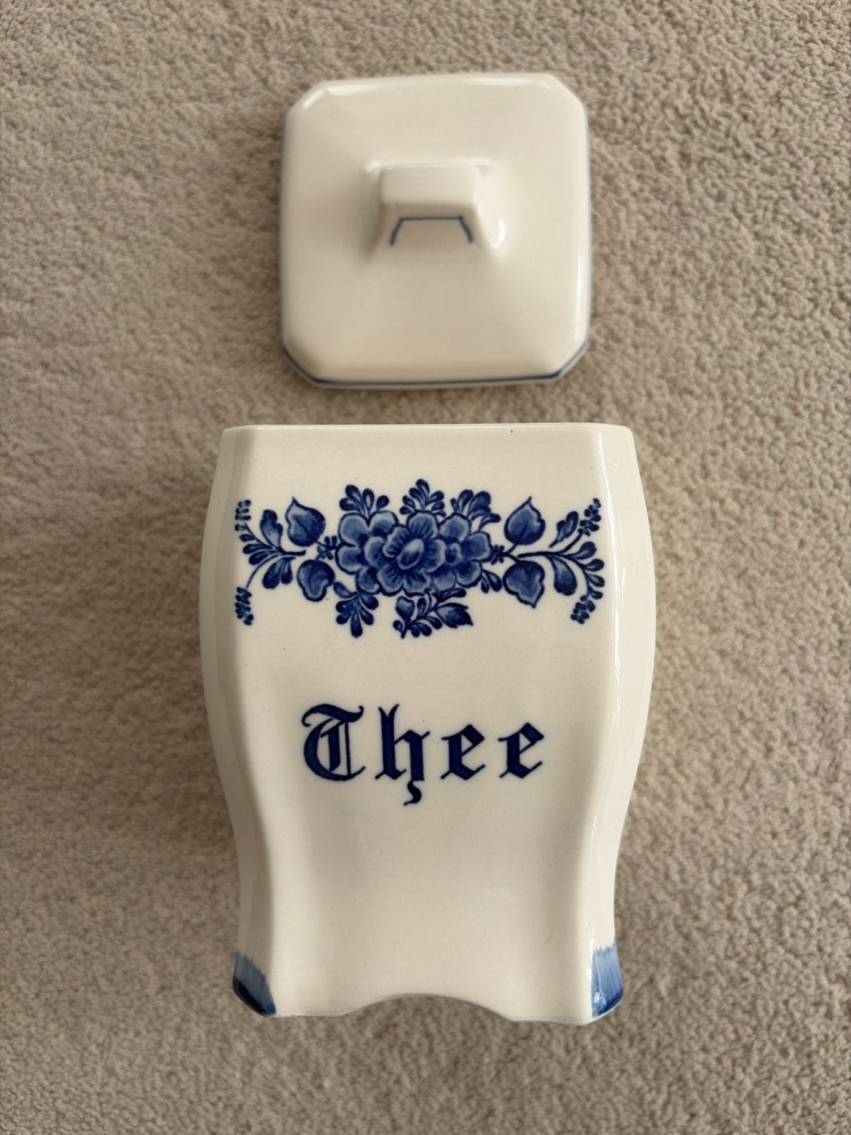 Vintage Delfts Blauw Theebus met Deksel, Verzenden