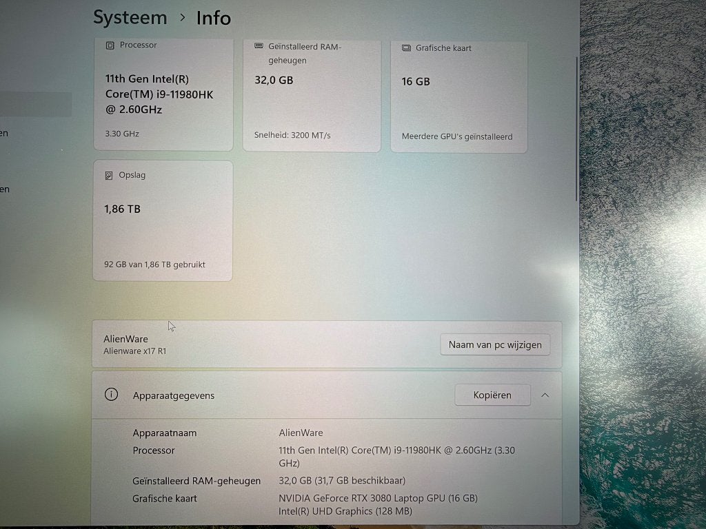 Foto 5 van Alienware X17R1 Laptop 17 Inch, NVIDIA 3080 RTX