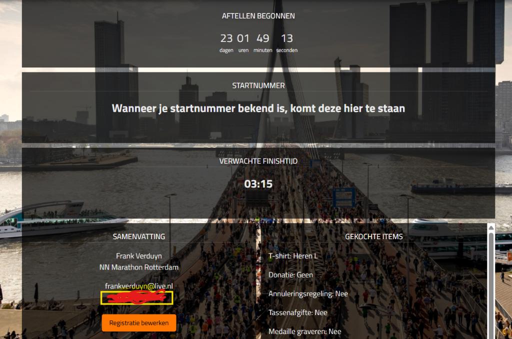 Startbewijs NN Rotterdam Marathon 2026 (hele), Eén persoon, April