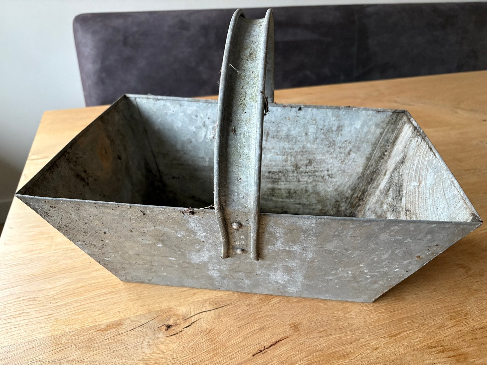Vintage Zinken Bak/Mand met Handvat - Decoratief en Praktisc, Ophalen