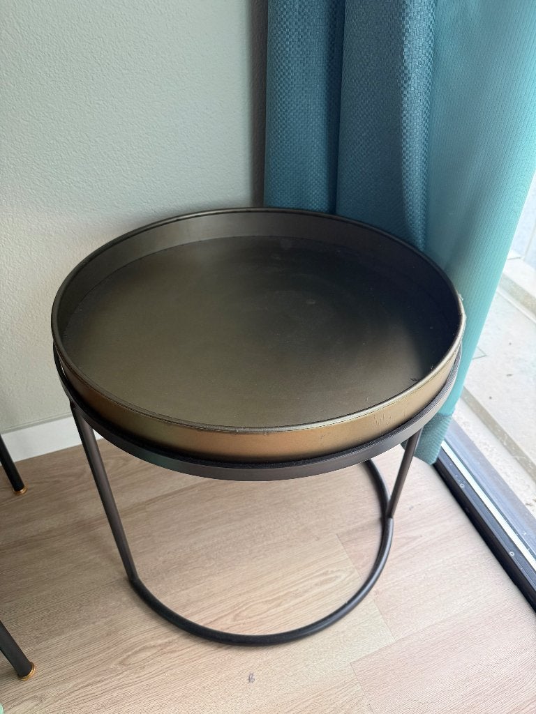 Bijzettafel, Minder dan 55 cm, Metaal of Aluminium, Rond, Zo goed als nieuw