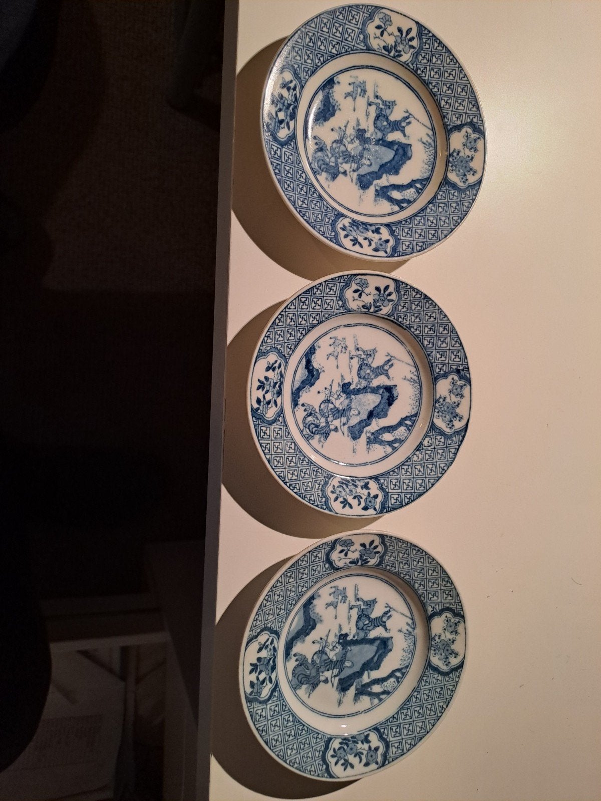 Antieke set van 3 Mosa wandborden – Mongoolse Jacht, Antiek en Kunst, Ophalen of Verzenden