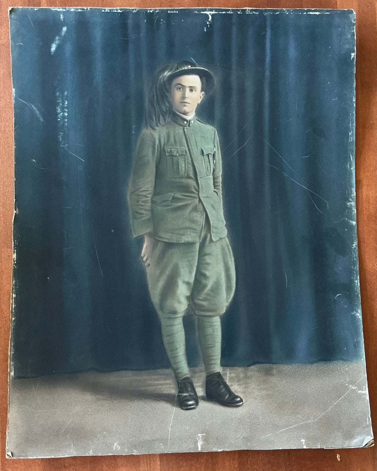 Vintage Portret WWI Soldaat Bersaglieri, Antiek en Kunst, Curiosa en Brocante, Ophalen of Verzenden