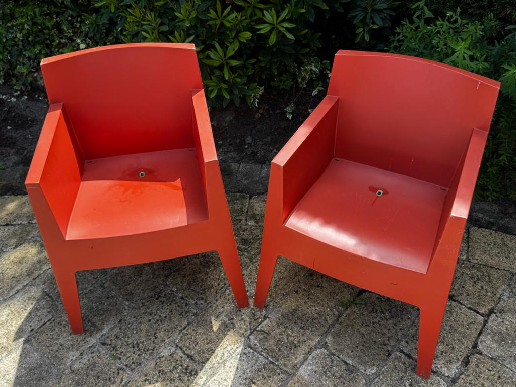 2x Driade Toy designstoel Philippe Starck oranje/rood, Tuin en Terras, Tuinstoelen, Ophalen, Gebruikt, Kunststof