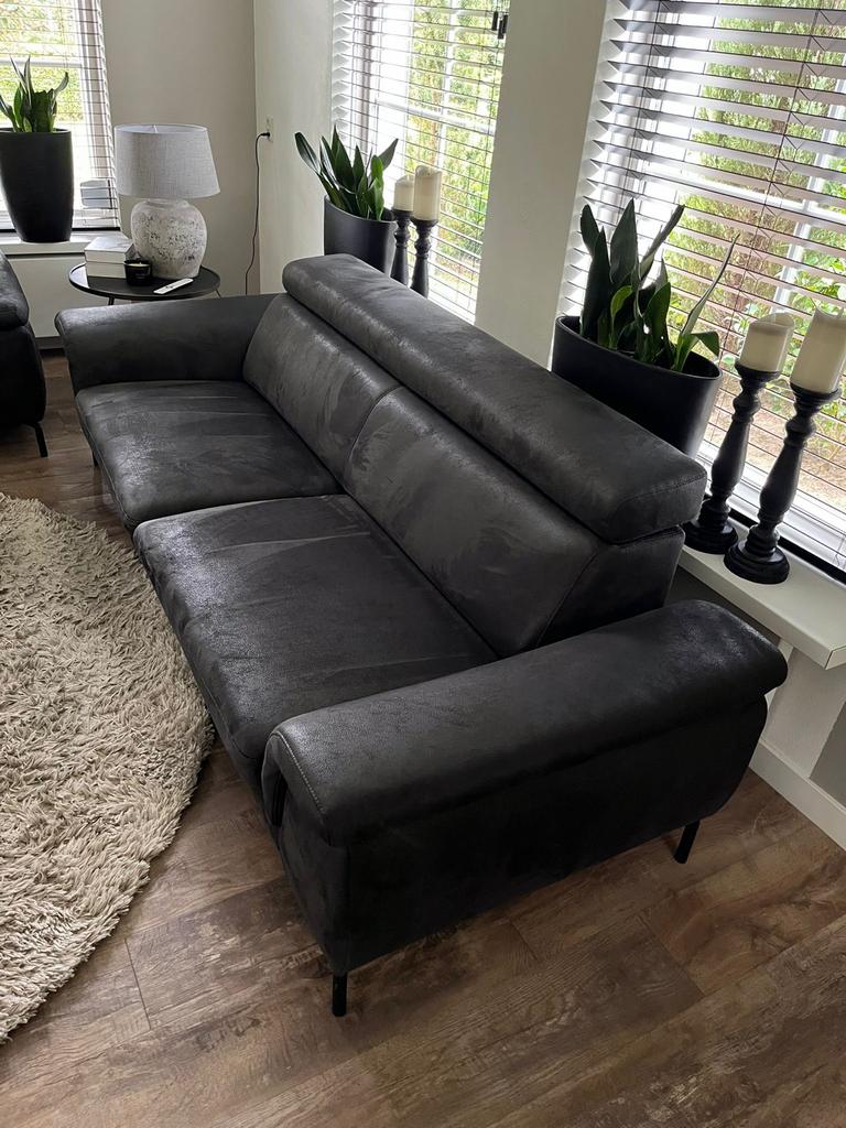 2,5 + 3,5 zits bank suede, Ophalen, Driepersoons, 75 tot 100 cm, Zo goed als nieuw