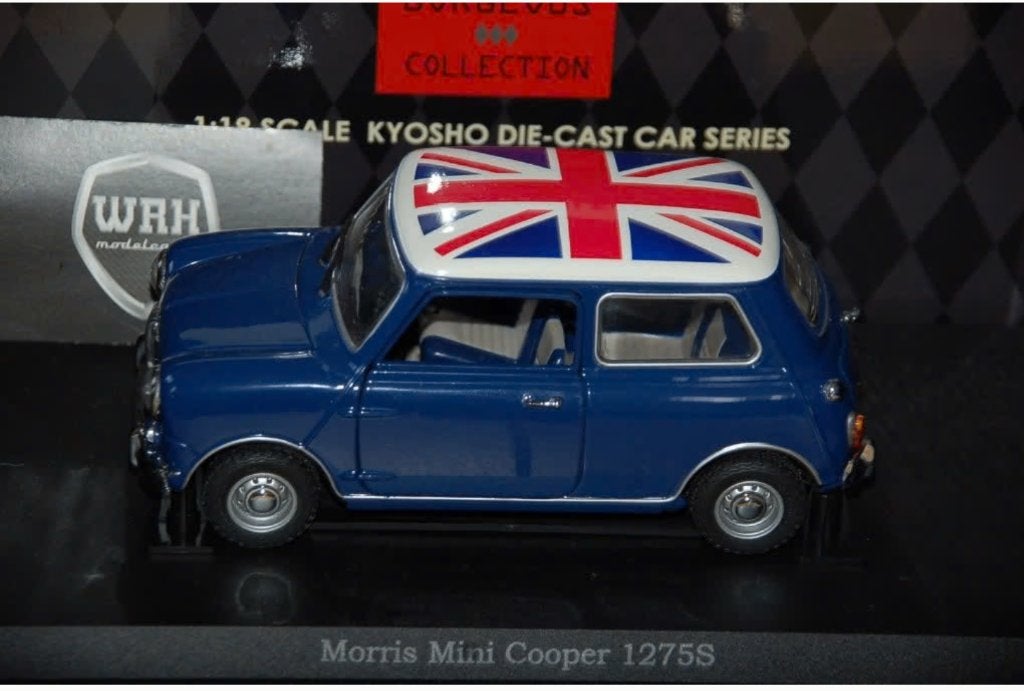 1:18 MINI COOPER 1275 Union jack Kyosho in box WRH, Hobby en Vrije tijd, Modelauto's | 1:18, Verzenden, Zo goed als nieuw, Auto