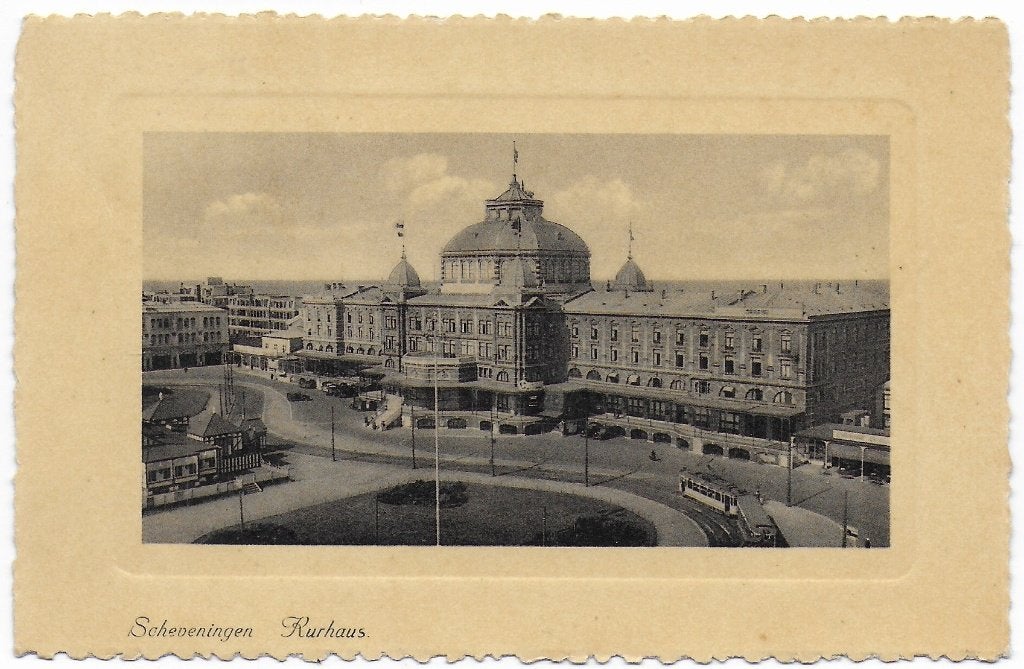 Scheveningen kurhaus ansichtkaar uit 1937 ( b6720), Ophalen of Verzenden, 1920 tot 1940, Gelopen, Zuid-Holland