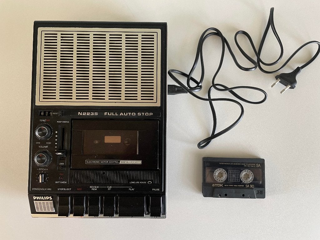 Philips N2235 vintage cassette recorder / speler, Ophalen of Verzenden