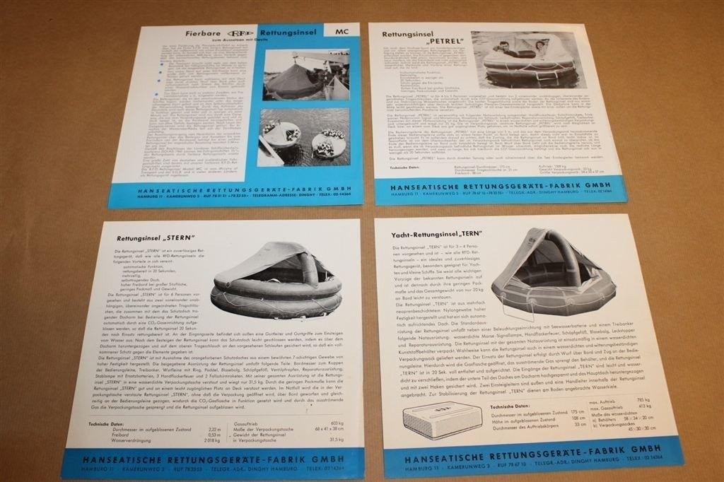 Zeldzame brochures - Reddingsvlotten - Circa 1965 !!, Ophalen of Verzenden, Zo goed als nieuw