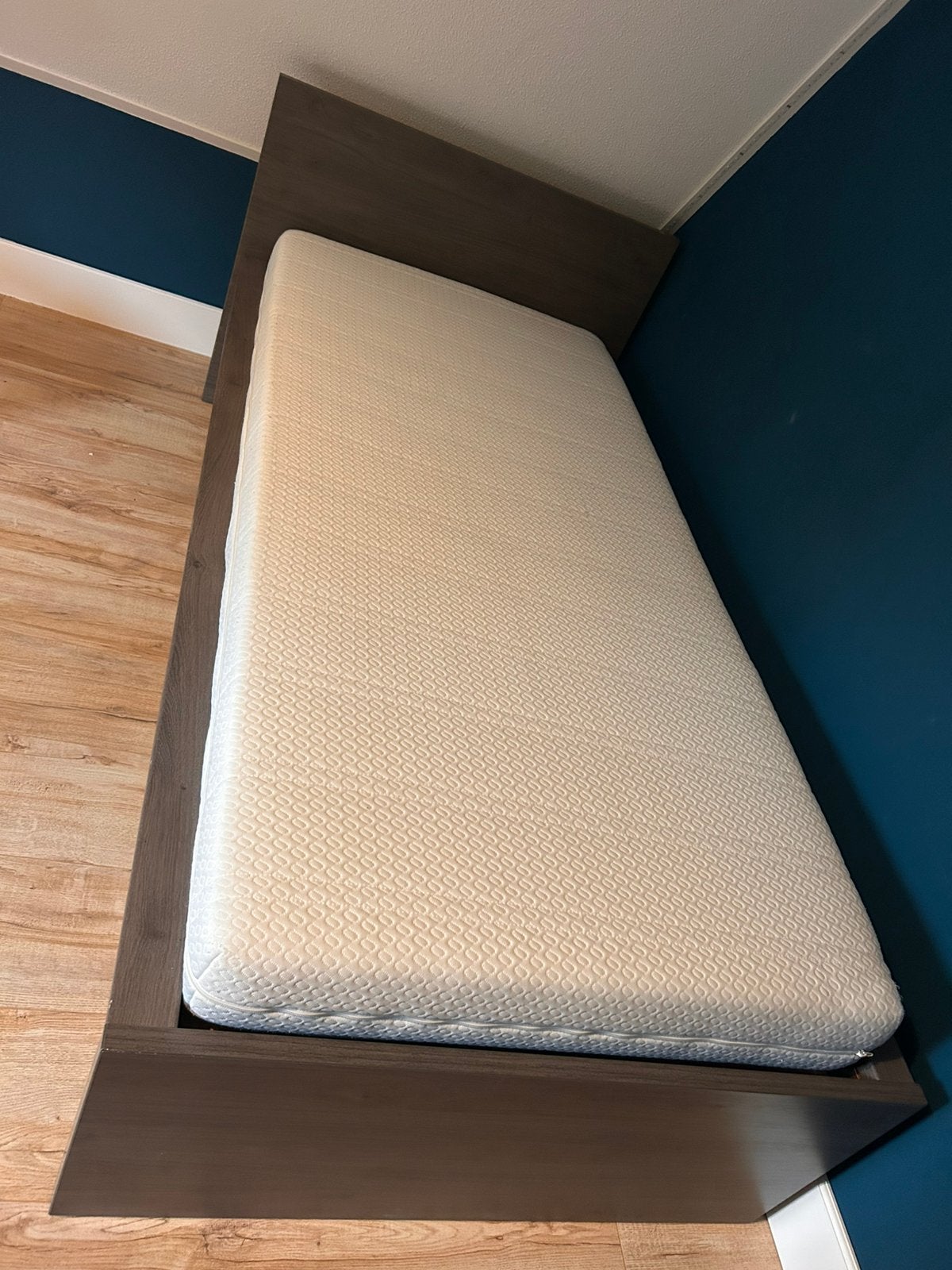 Mooi 1 persoonsbed hout, Ophalen, 90 cm, Eenpersoons, Wit