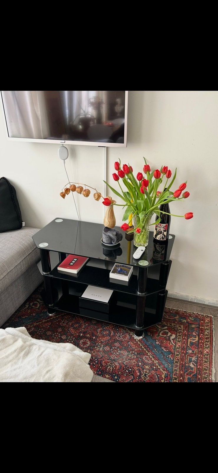 Gratis glas zwarte salontafel, Ophalen, 100 tot 150 cm, 50 tot 100 cm, Rechthoekig