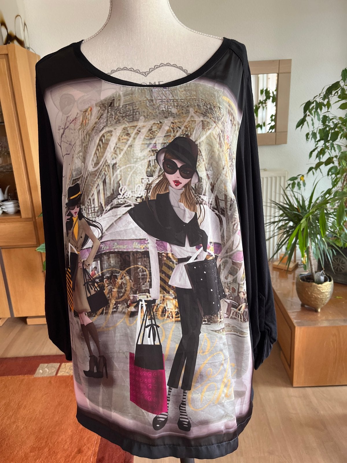 Sempre piu Tuniek Maat 48 met print, Zwart, Maat 46/48 (XL) of groter, Ophalen of Verzenden, Lange mouw
