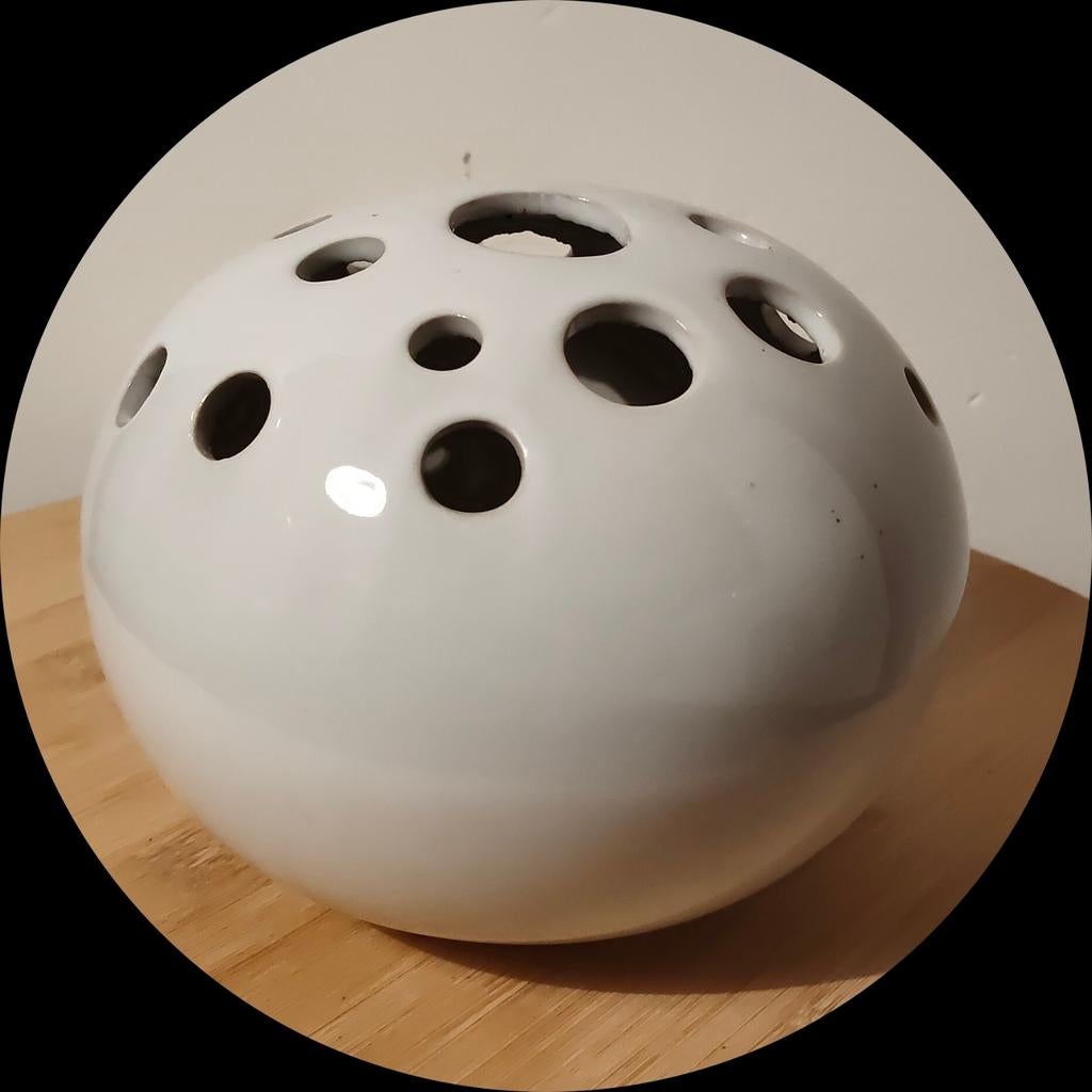 Michael Lax lookalike vaas. Bolvormig met bloemenhouder, Ophalen of Verzenden, Overige kleuren, Glas, Minder dan 50 cm