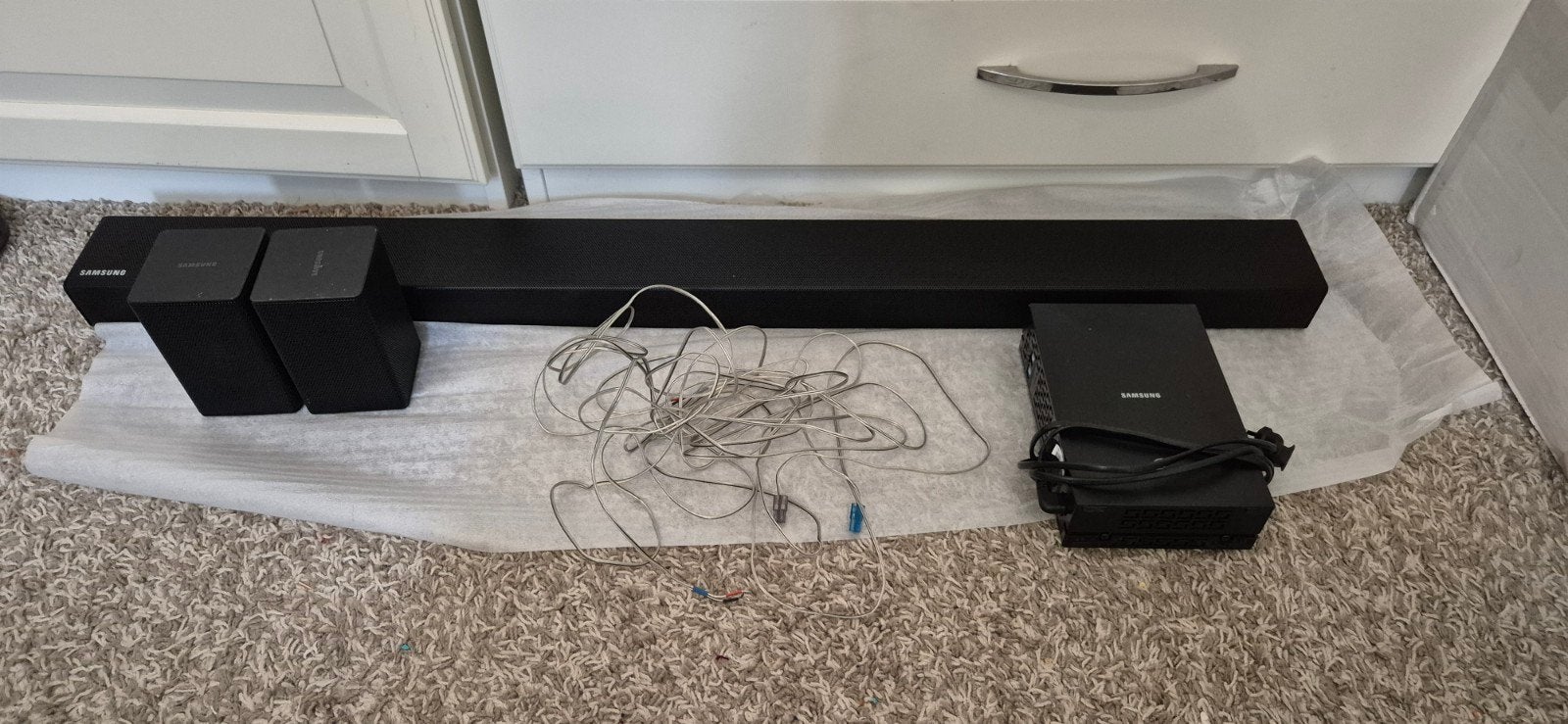Samsung Soundbar met draadloze subwoofer en achterspeakers, Ophalen, Met externe subwoofer, Gebruikt