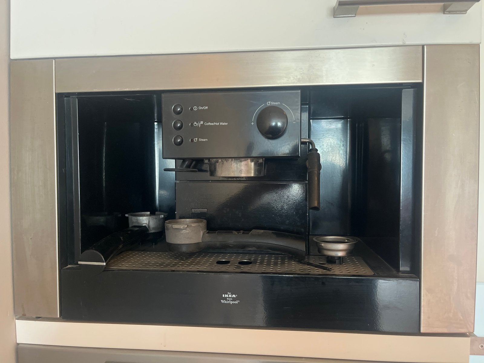 IKEA Whirlpool inbouw koffieautomaat - machine, Witgoed en Apparatuur, Koffiezetapparaten, Ophalen, Gebruikt, Koffiemachine, Gemalen koffie