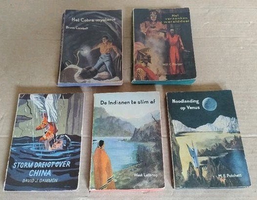 5 vintage pocketboeken uit de Junior Jongensboek serie 1954, Ophalen of Verzenden, Diverse auteurs