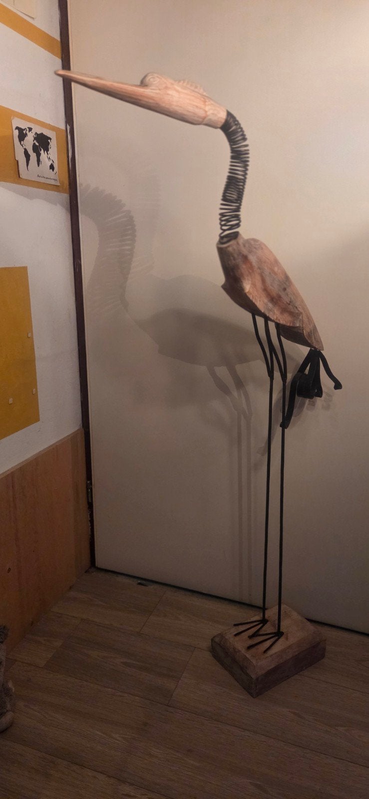 Decoratieve vogel van hout en metaal, Huis en Inrichting, Ophalen, Gebruikt, Bruin, Hout
