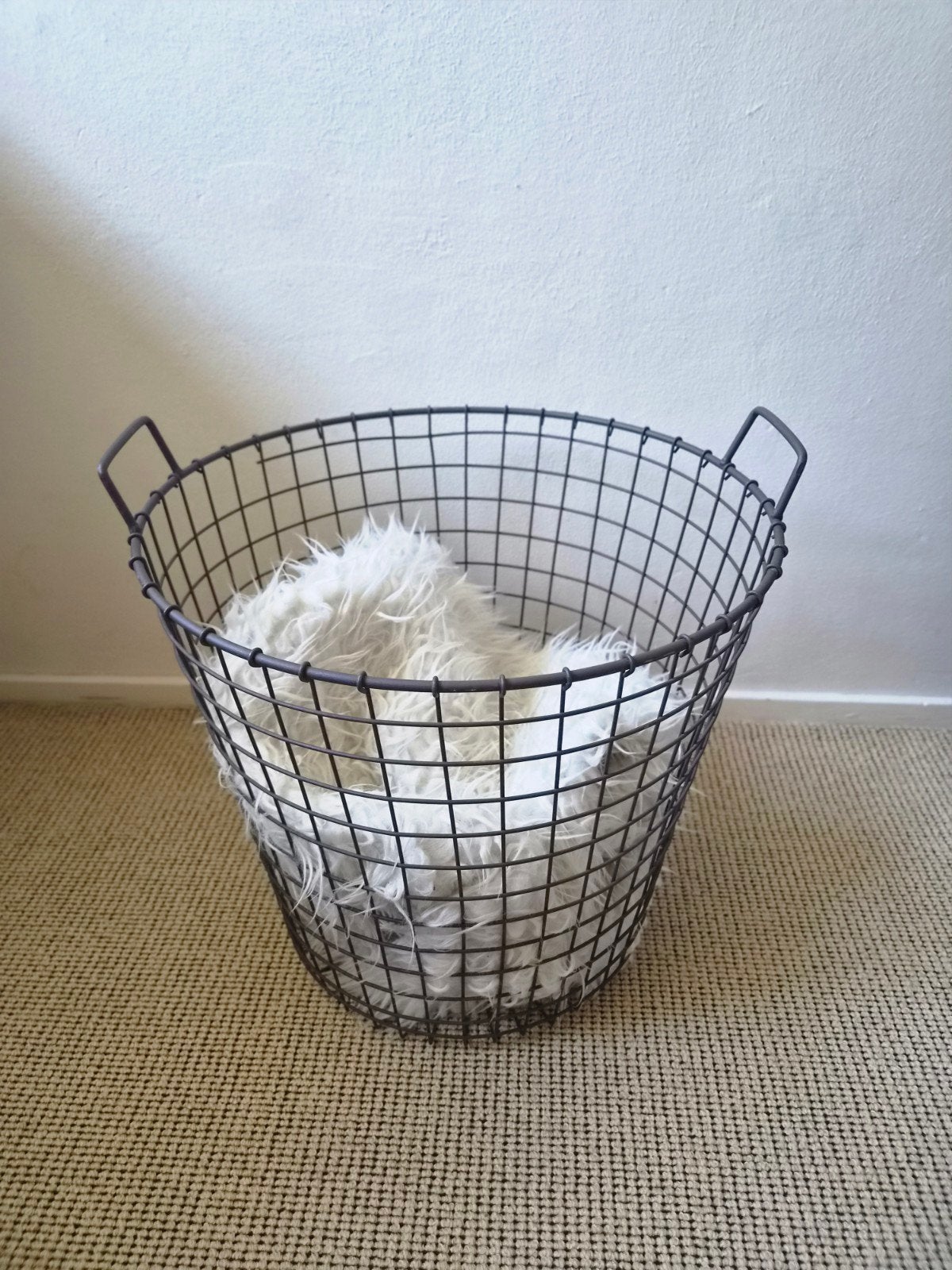 Mooie stalen Draadmand (Aardappelmand) - Ø45cm Boven, Ophalen, Met handvatten, Gebruikt, Mand