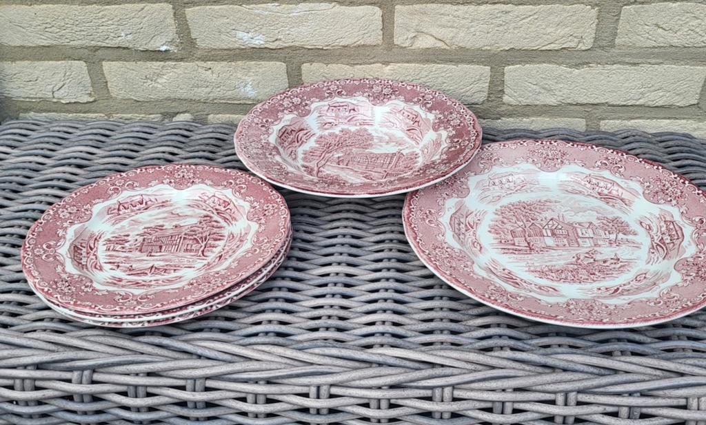 Grindley English Country Inns borden set (5 stuks), Gebruikt, Keramiek, Ophalen of Verzenden, Bord(en)