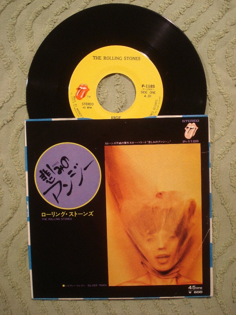 The Rolling Stones 7" Vinyl Single: ‘Angie’ (Japan) ¥600, Cd's en Dvd's, Ophalen of Verzenden, Zo goed als nieuw, 7 inch, Rock en Metal