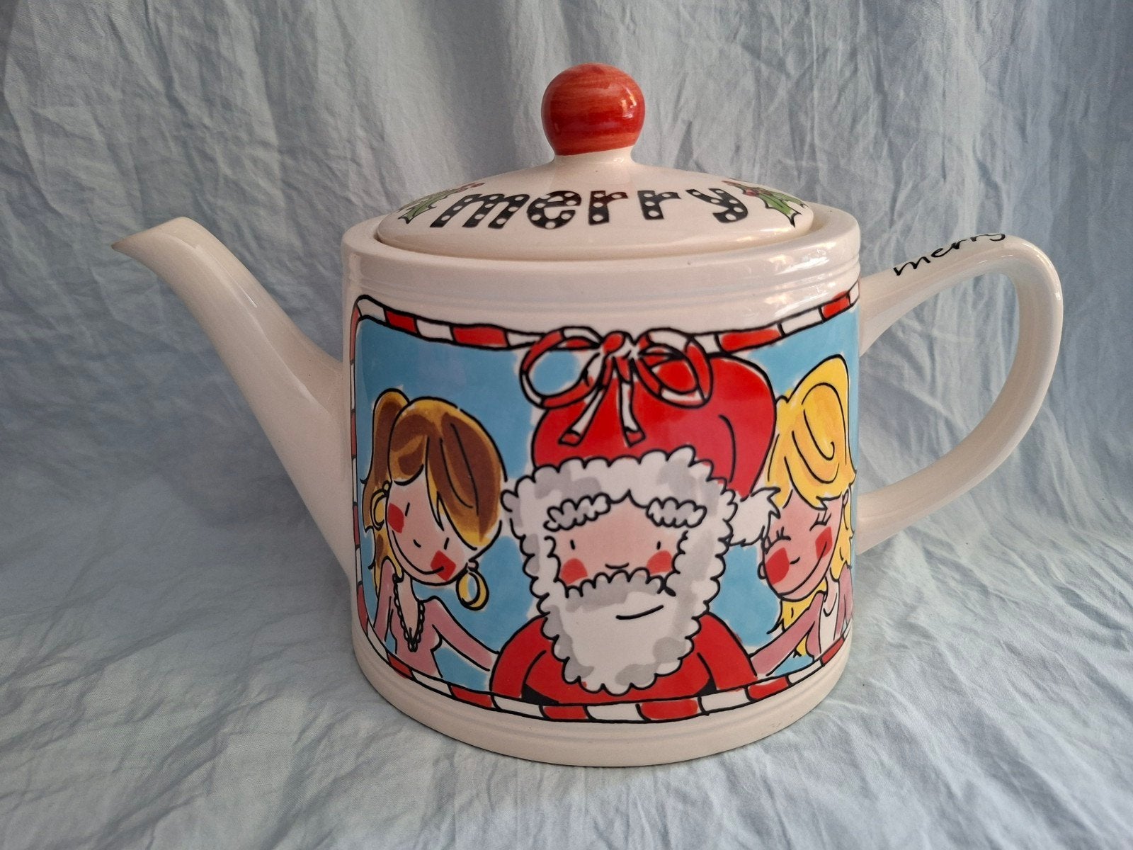 blond Amsterdam kerst theepot, Ophalen of Verzenden, Zo goed als nieuw, Theepot, Aardewerk