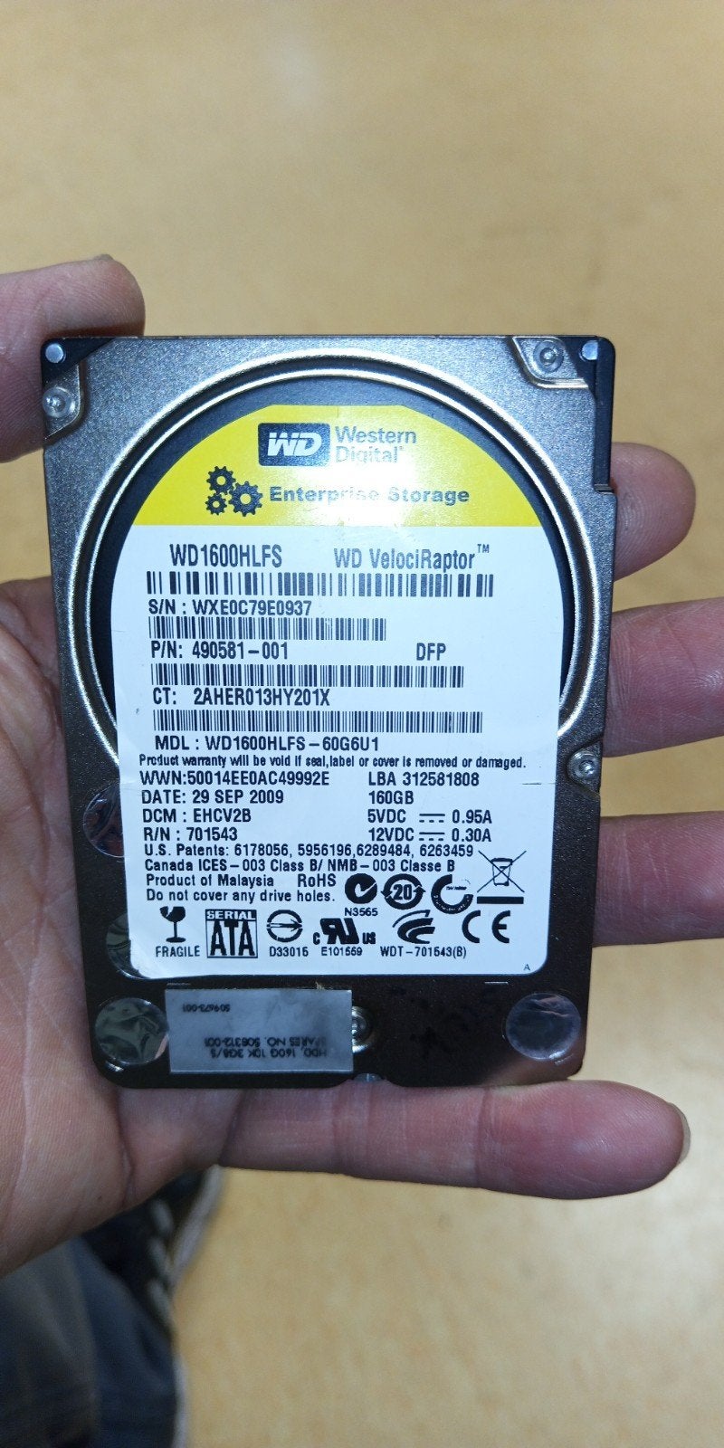 Oude Western Digital VelociRaptor 160GB HDD - Niet Werkend, Intern, Western Digital, 160GB, Ophalen of Verzenden