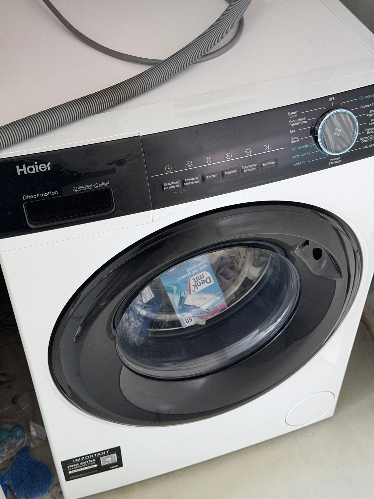 Haier HW80-B14939-DF Wasmachine - Zo goed als nieuw, Witgoed en Apparatuur, Ophalen, 1200 tot 1600 toeren, 8 tot 10 kg, Zo goed als nieuw