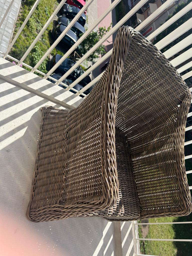 loungeset met 1. stoel, bank en bijzettafel, Tuin en Terras, Tuinsets en Loungesets, Gebruikt, Loungeset, Wicker, 4 zitplaatsen