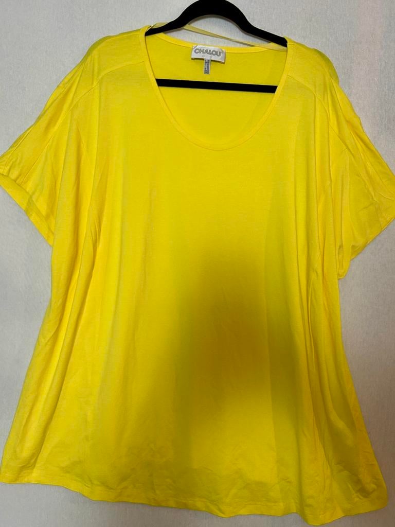 Chalou geel stretch shirt 56, Kleding | Dames, Ophalen of Verzenden, Nieuw, Geel, Shirt of Top