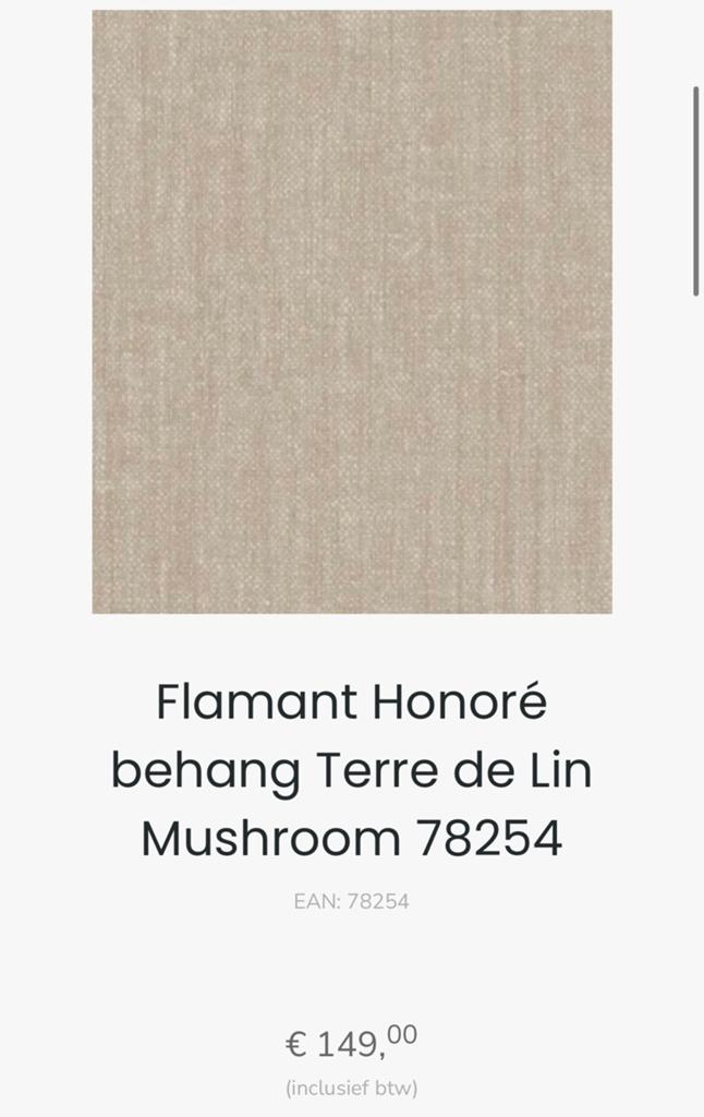 1 rol Arte behang (Terre de Lin - Mushroom) NIEUW, Ophalen of Verzenden, Minder dan 10 m²