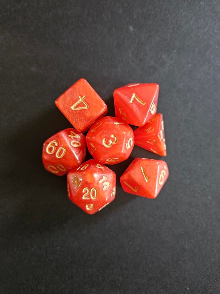 D&D Dobbelstenen Set Rood - d100, d20, d12, d10, d8, d6, d4, Hobby en Vrije tijd, Overige Hobby en Vrije tijd, Ophalen of Verzenden