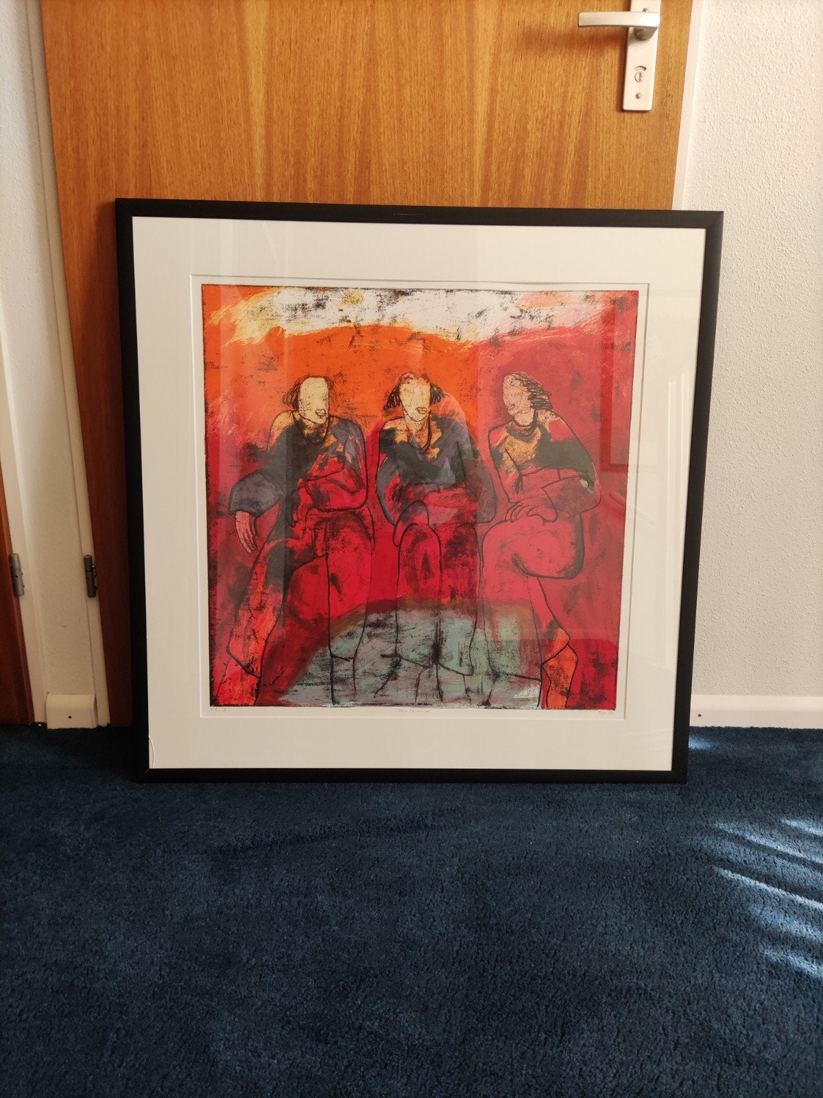 Groot ingelijst kunstwerk: Tres fenimae van Sjer Jacobs, Antiek en Kunst, Ophalen