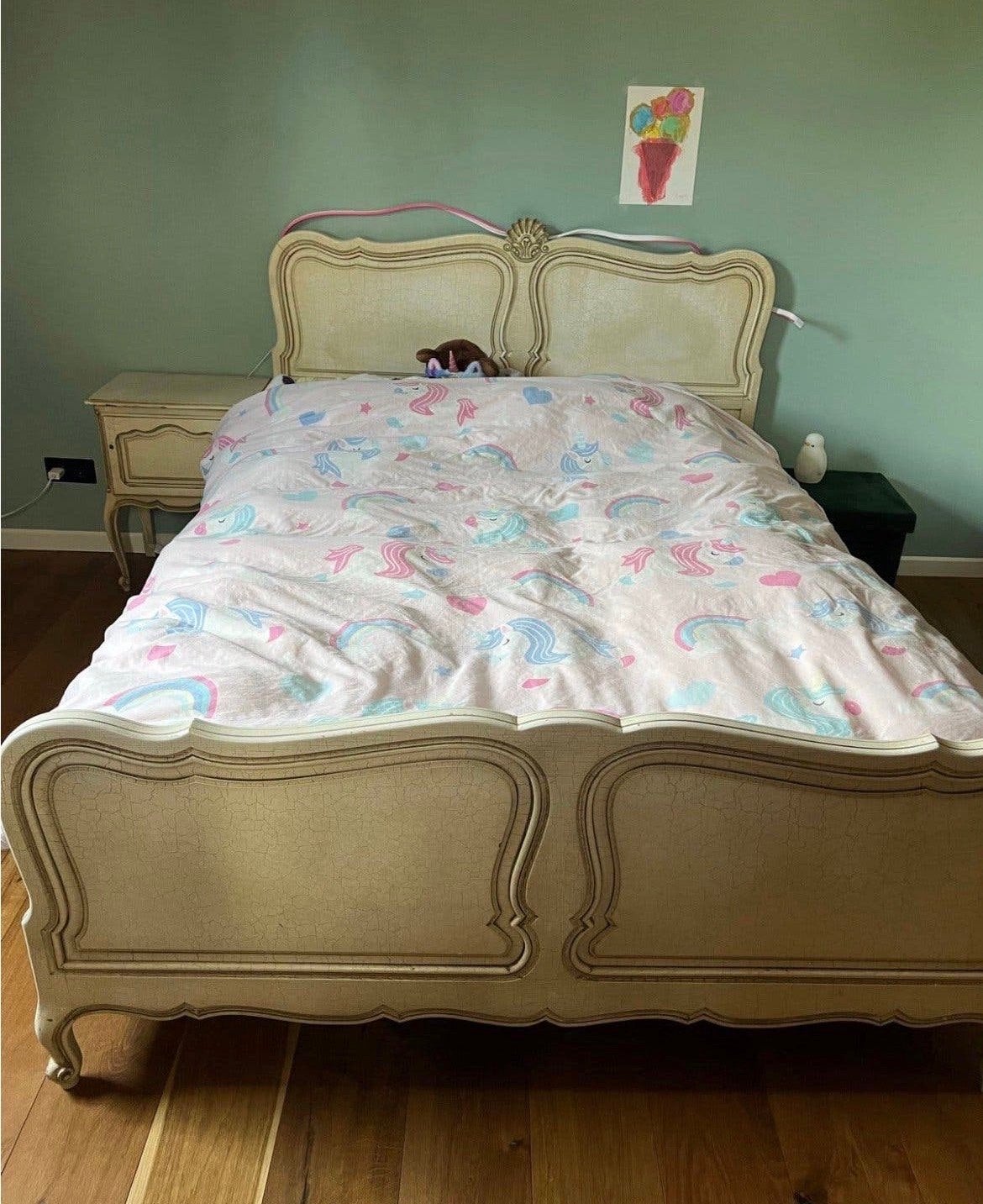 Vintage Franse Slaapkamer Set - Bed, Nachtkastje, Kaptafel,, Antiek en Kunst, Ophalen