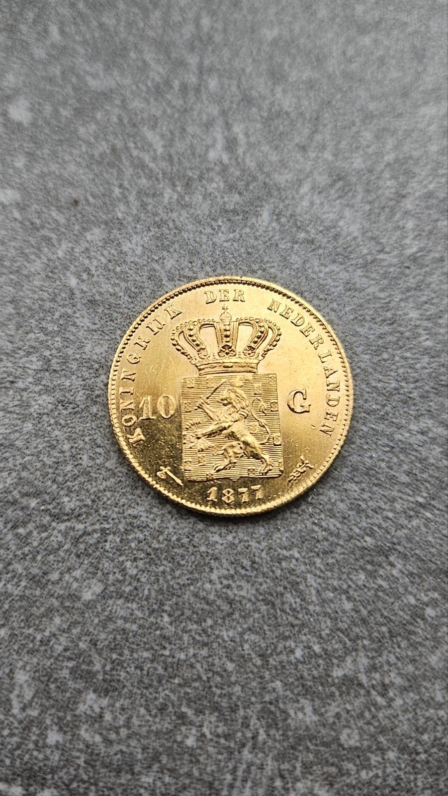 gouden tientje 1877, Postzegels en Munten, Ophalen of Verzenden, Koning Willem III, 10 gulden, Goud