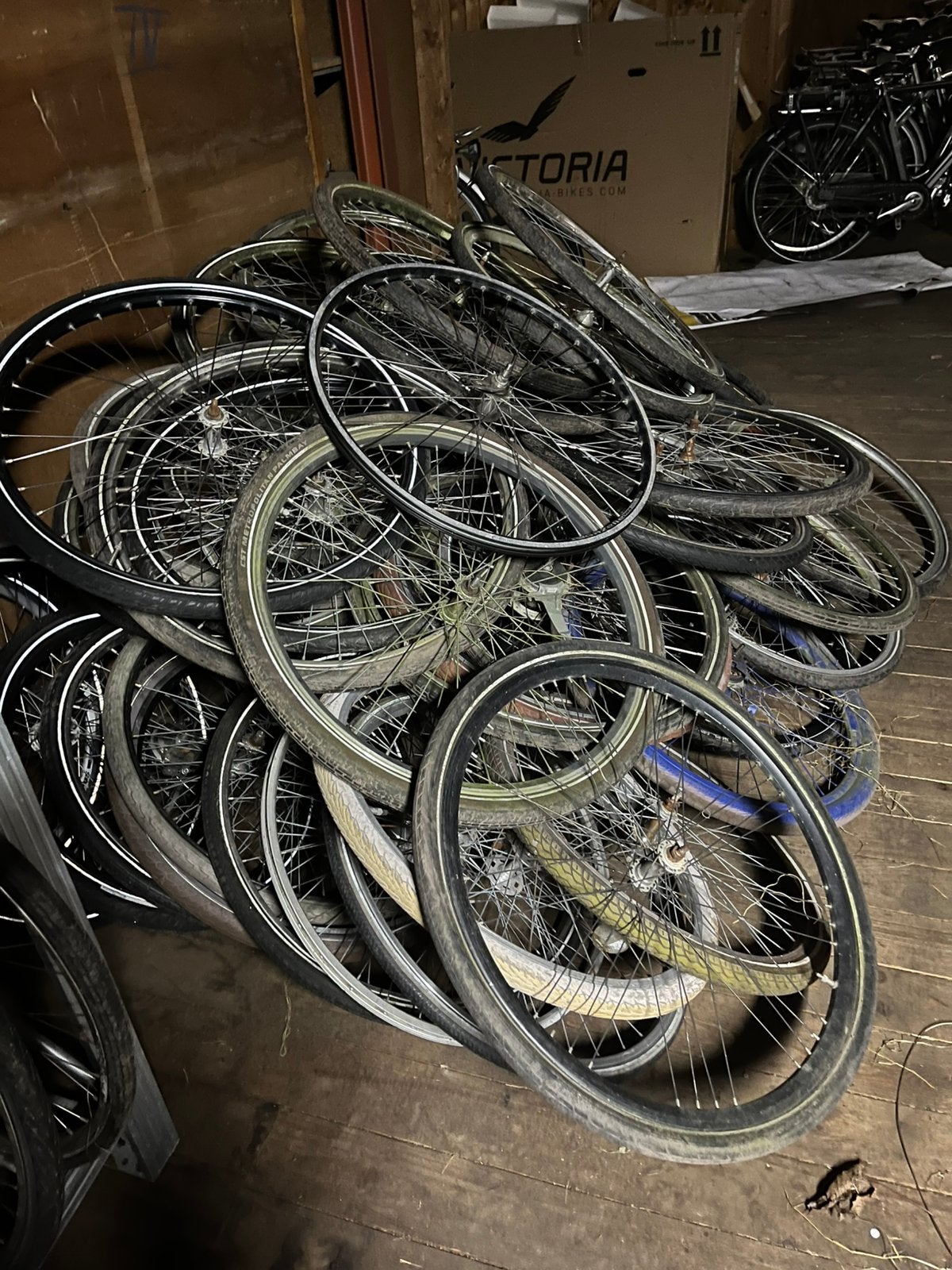 Grote partij fietswielen, Fietsen en Brommers, Fietsonderdelen, Ophalen of Verzenden, Zo goed als nieuw