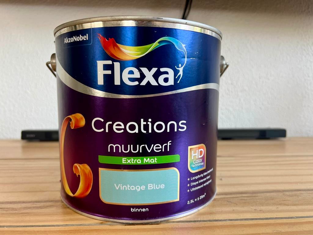 Flexa muurverf vintage blue 2,5l, Ophalen of Verzenden, Nieuw, Blauw