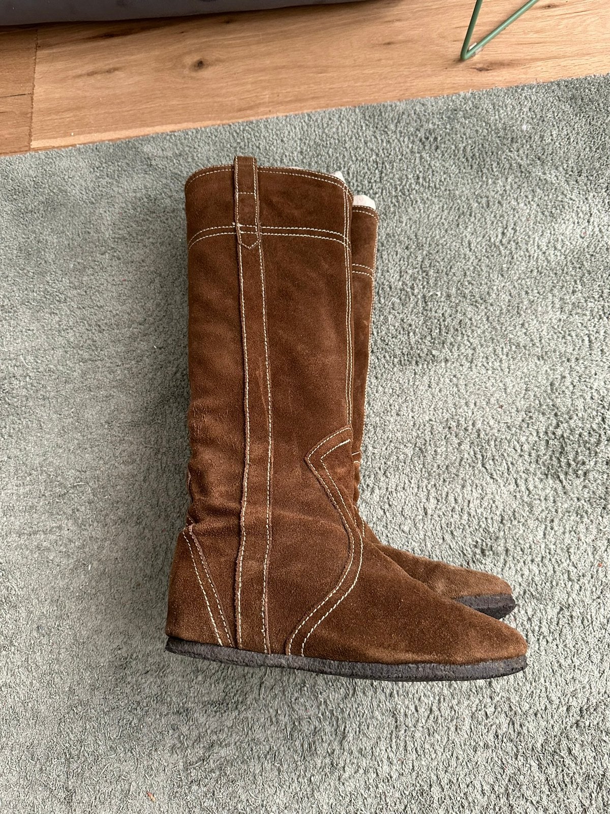 Echt suede laarzen in bruin, maat 36, Hoge laarzen, Bruin, Ophalen of Verzenden, Zo goed als nieuw