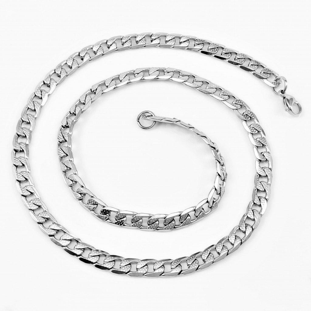 55cm x 6,5mm Gedetailleerde Ketting Heren RVS Zilverkleur, Overige materialen, Birgitta-Gracht 33, 6465 EL Kerkrade, Nederland