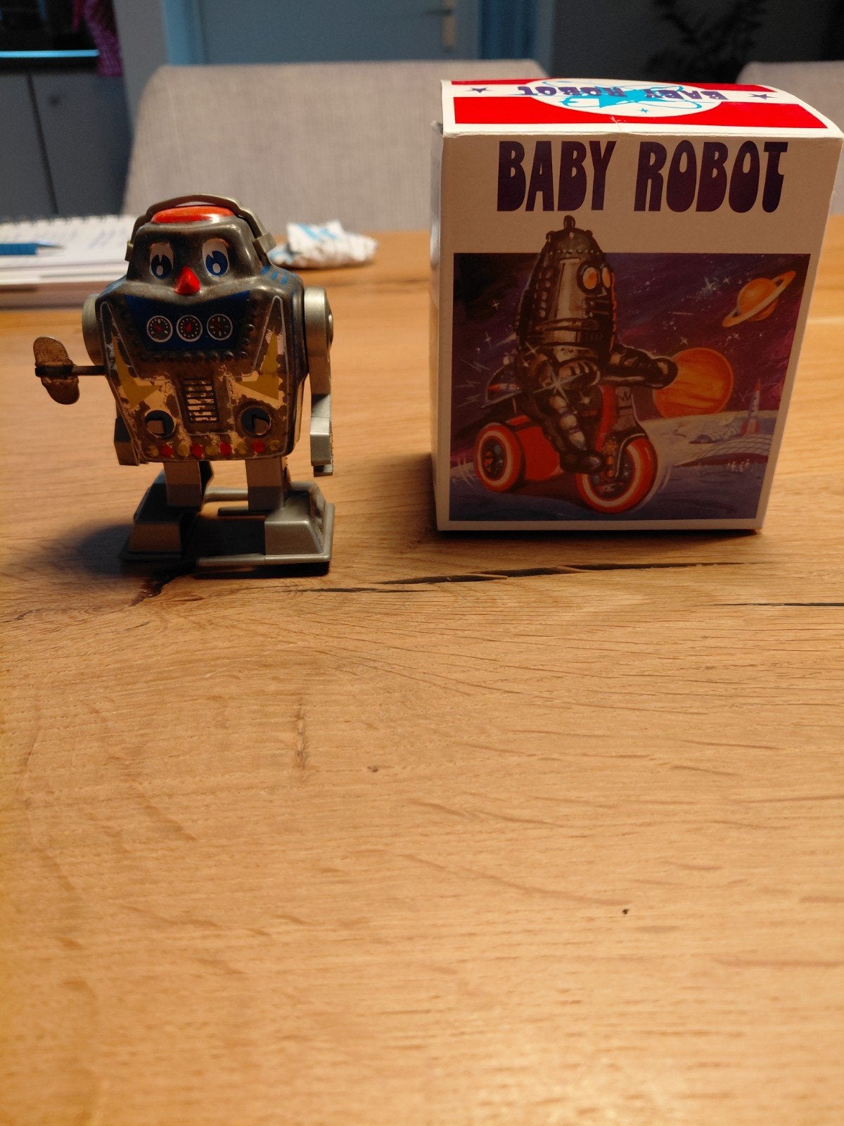 Vintage Opwindbaar Robot Speelgoed met Originele Doos, Ophalen, Gebruikt, Jongen of Meisje