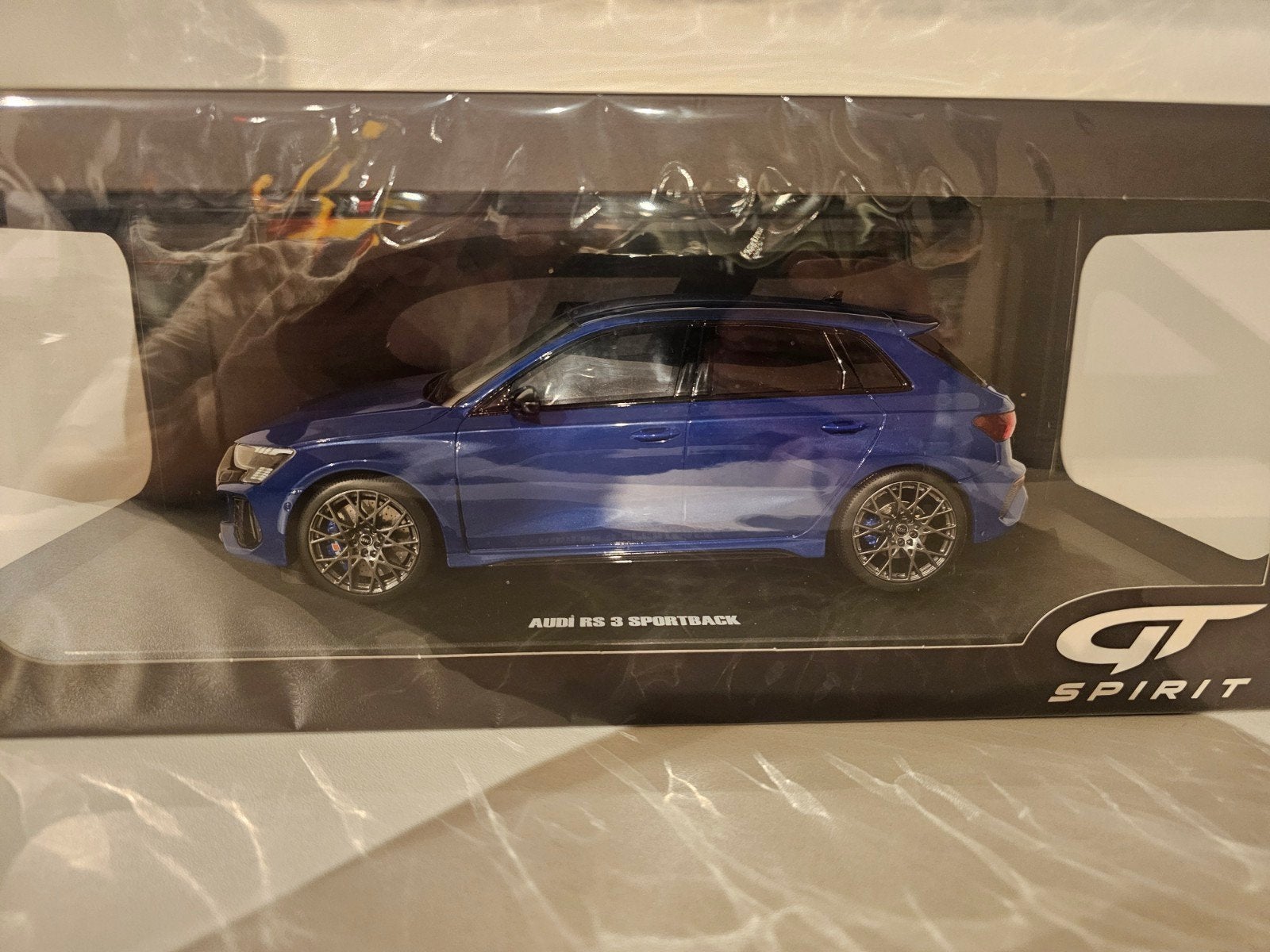 GT SPIRIT GT884 Audi RS3 Sportback Blauw 1:18, Ophalen of Verzenden, Zo goed als nieuw, Auto, Overige merken