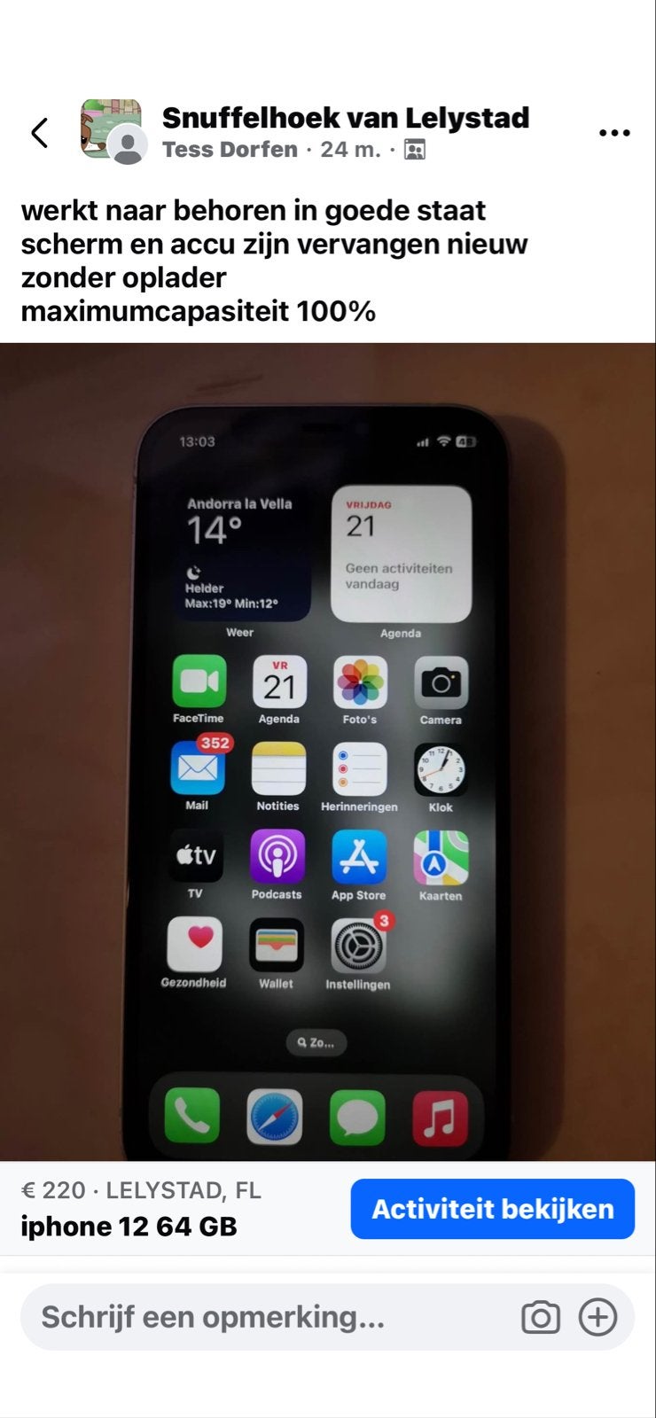 iPhone 12 64GB, Telecommunicatie, Ophalen, Zo goed als nieuw, Zonder simlock, Zonder abonnement