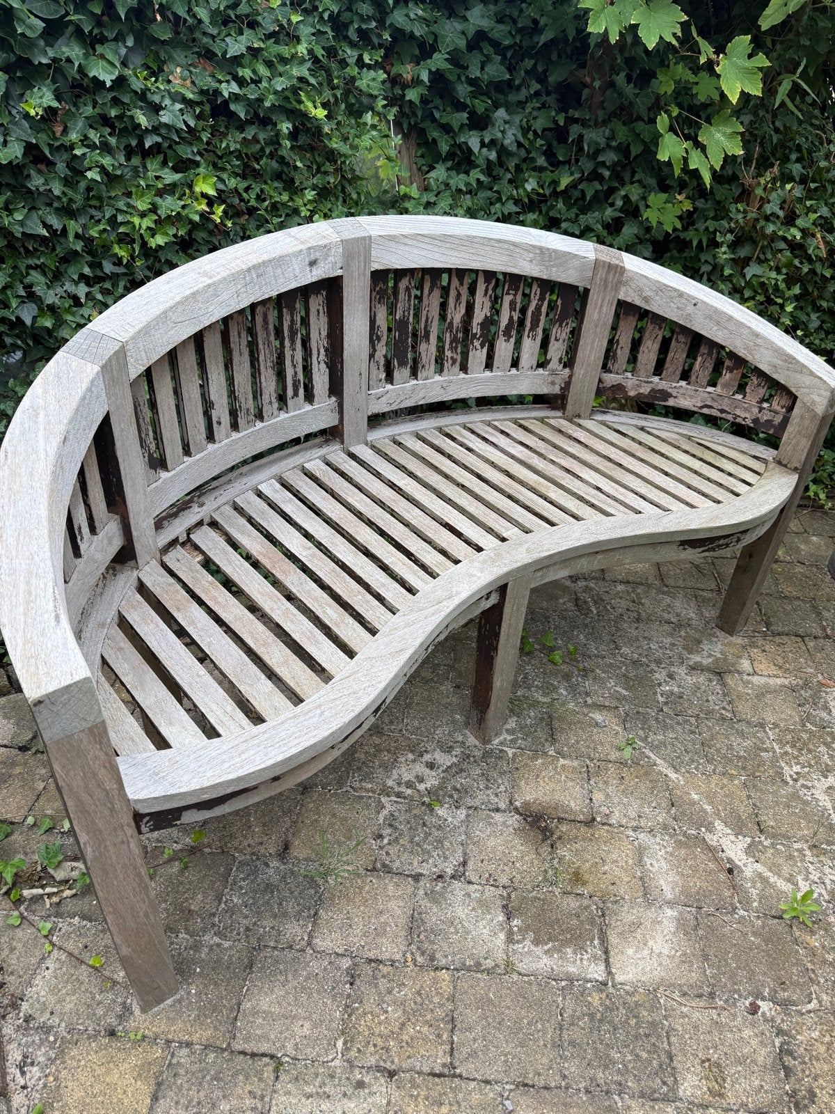 Houten tuinbank, Bananenbank Opknapper, Ophalen, Gebruikt, Hout
