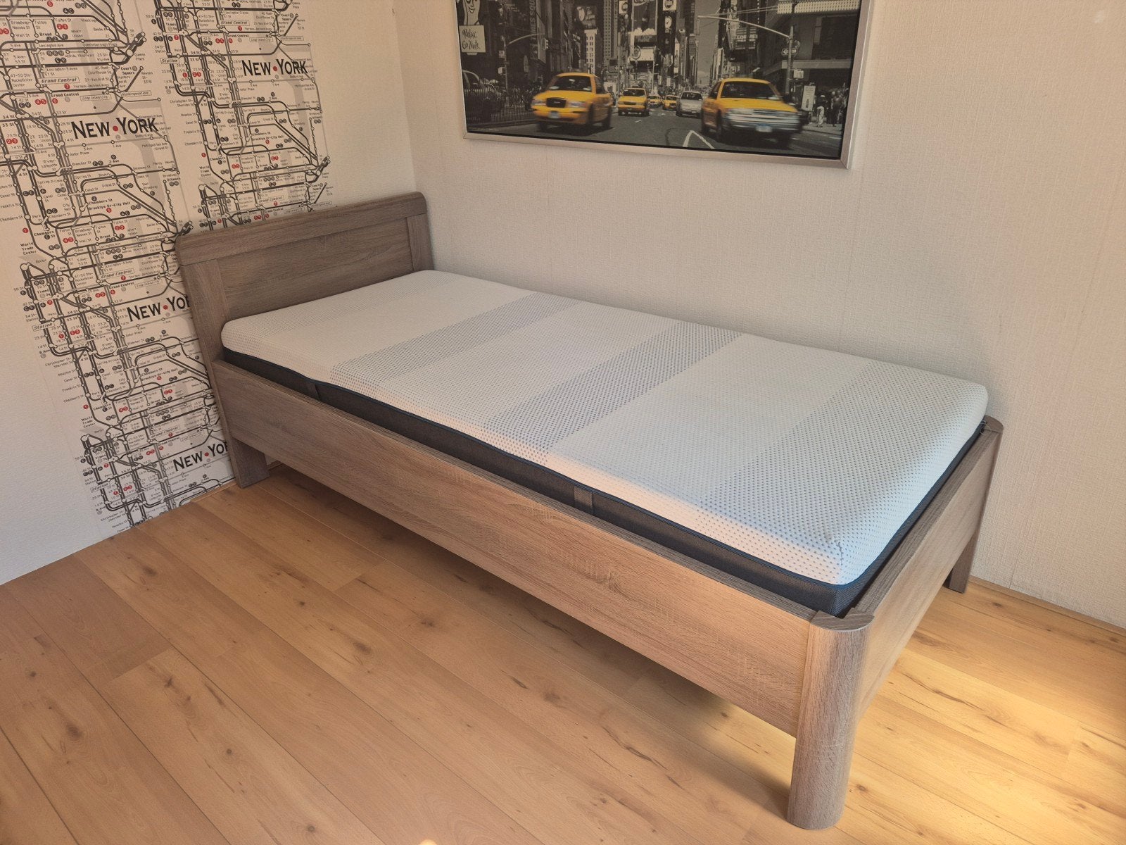 Eenpersoonsbed incl. matras, Ophalen, 90 cm, Eenpersoons, Wit