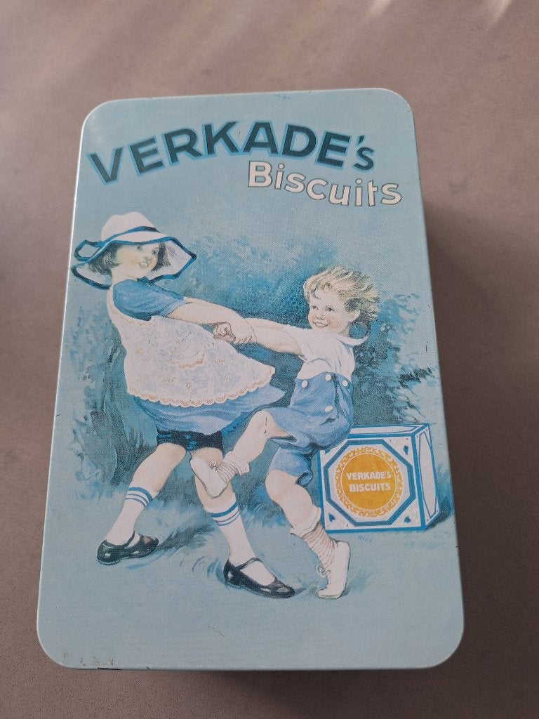 Verkade biscuits blik, Verzamelen, Blikken, Ophalen of Verzenden, Gebruikt, Koek(jes), Verkade