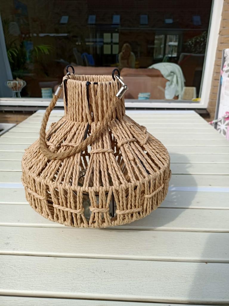 Juten Lantaarn / Windlicht - Boho Stijl/Nieuw, Ophalen of Verzenden, Zo goed als nieuw, Boho