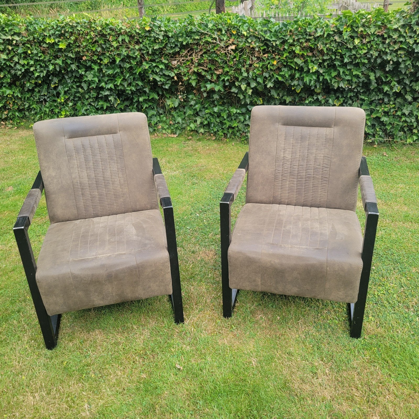 2 mosgroene stoelen, Huis en Inrichting, Fauteuils, Ophalen, Gebruikt, 75 tot 100 cm, 50 tot 75 cm