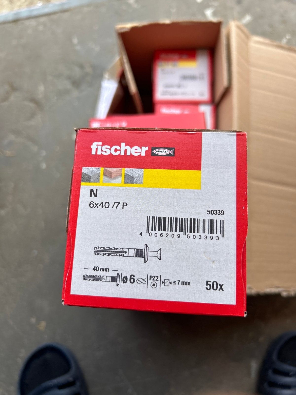 Fischer pluggen N 6x40/7 P-50 stuks totaal 8 pakket 400stuk, Ophalen of Verzenden, Nieuw, Minder dan 50 mm, Pluggen