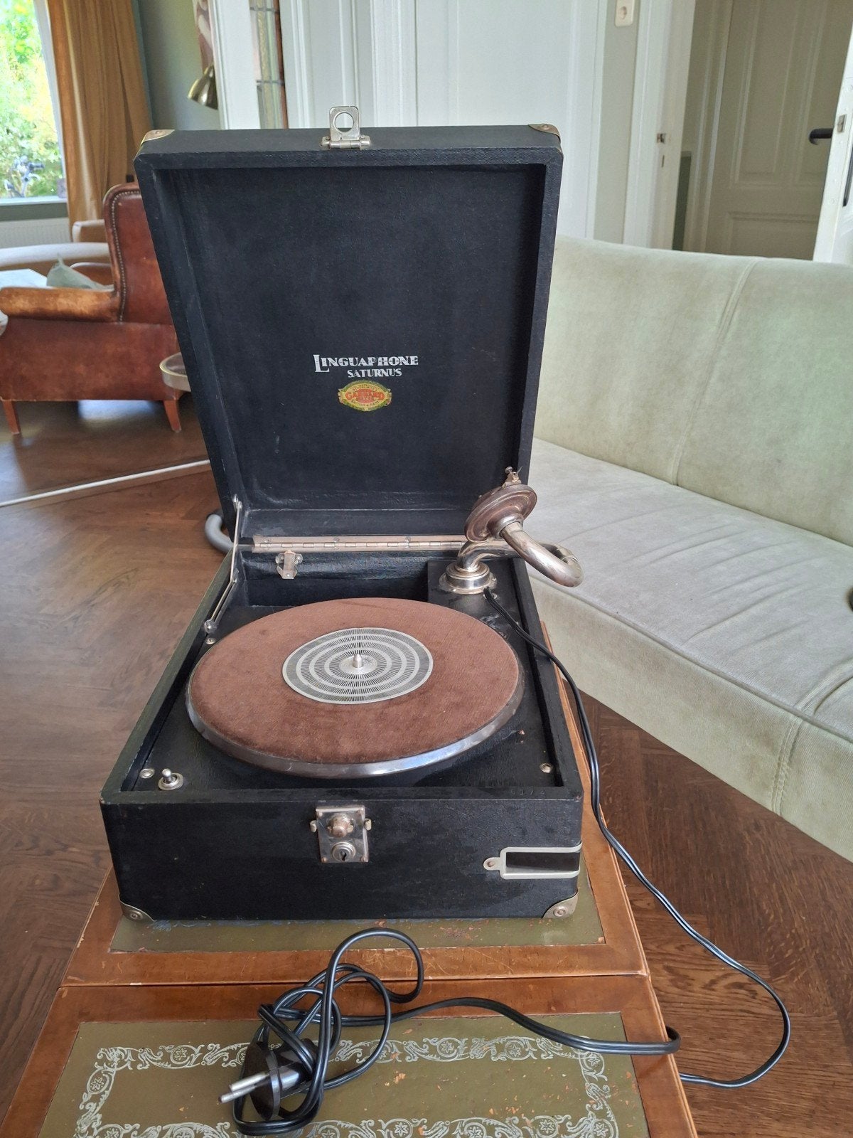 Linguaphone Saturnus vintage Plaatspeler met Garrard Motor i, Ophalen of Verzenden, Overige merken