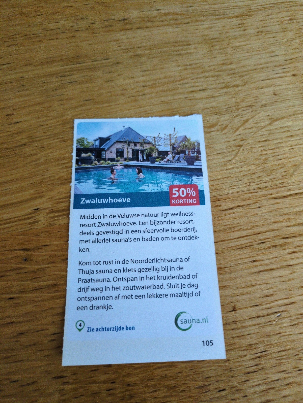 Kortingsbon voor de Zwaluwehoeve, 50 % korting, Drie personen of meer, Kortingsbon, Spa of Sauna